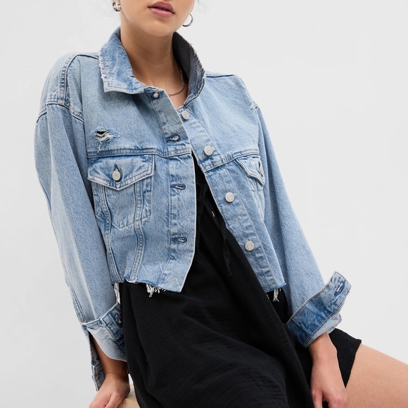 GAP Jackets & Blazers - New PROJECT GAP Cropped Icon Denim Jacket with Washwell